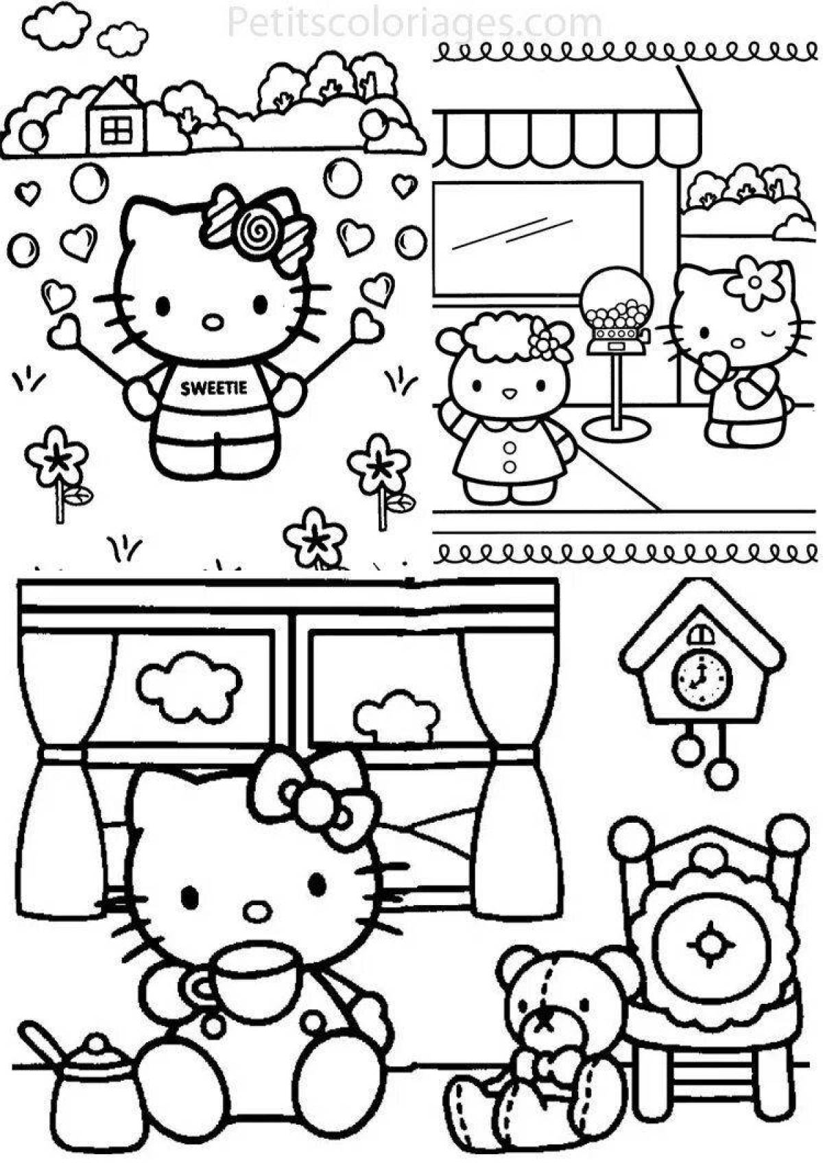 A tasteful coloring hello kitty with clothes
