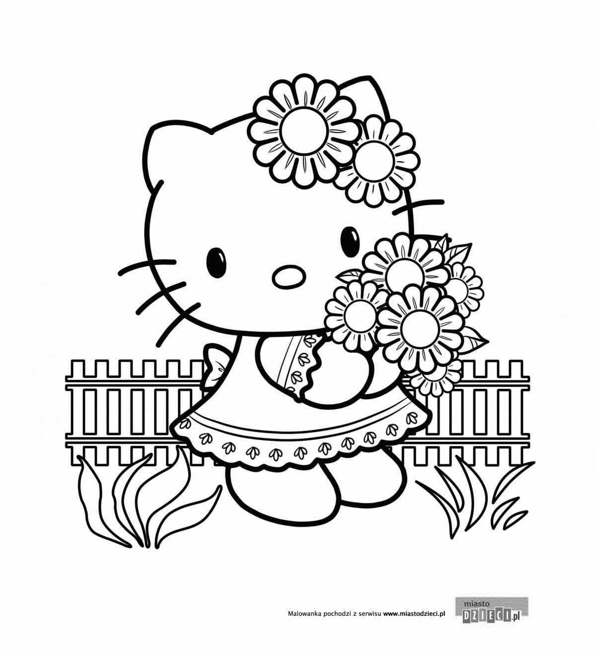 Glitter coloring hello kitty with clothes