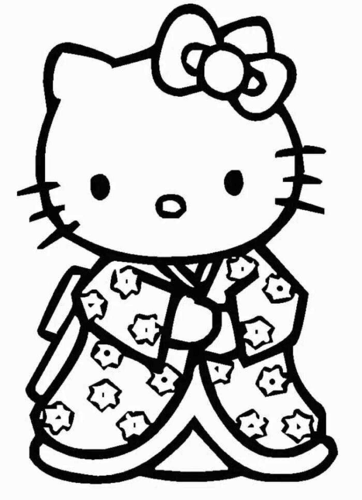 Elegant hello kitty coloring with clothes