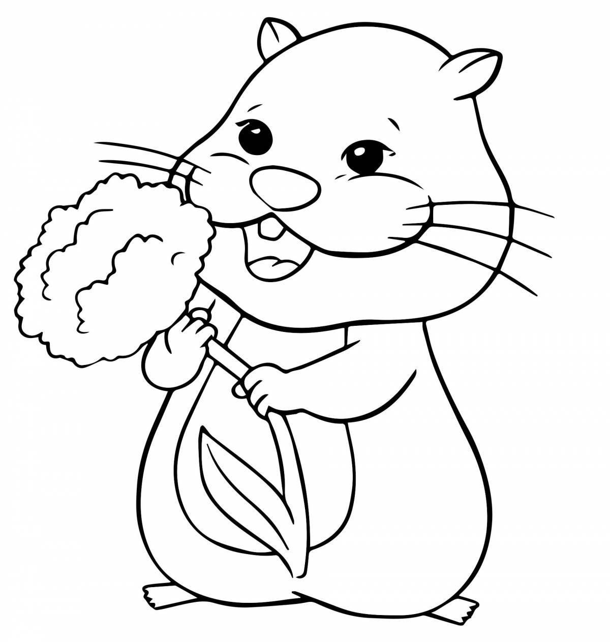 Coloring page adorable hamster