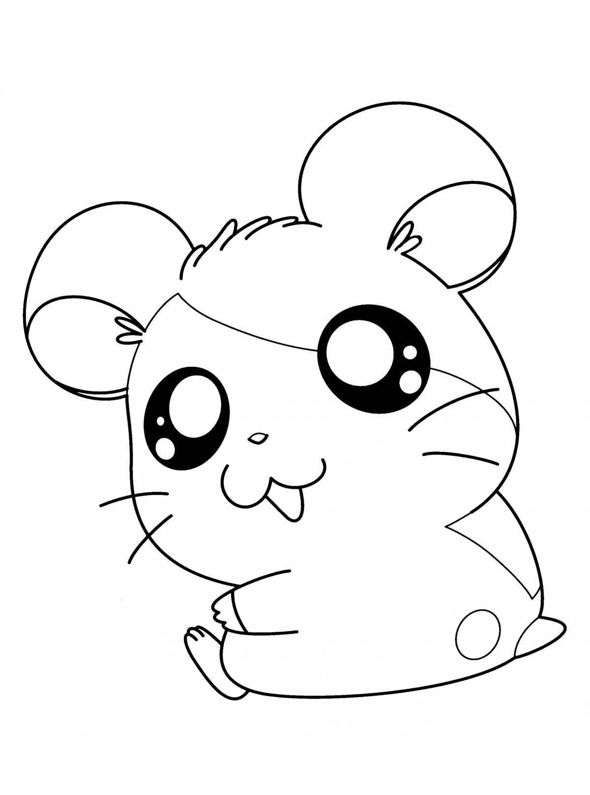 Coloring book inquisitive hamster