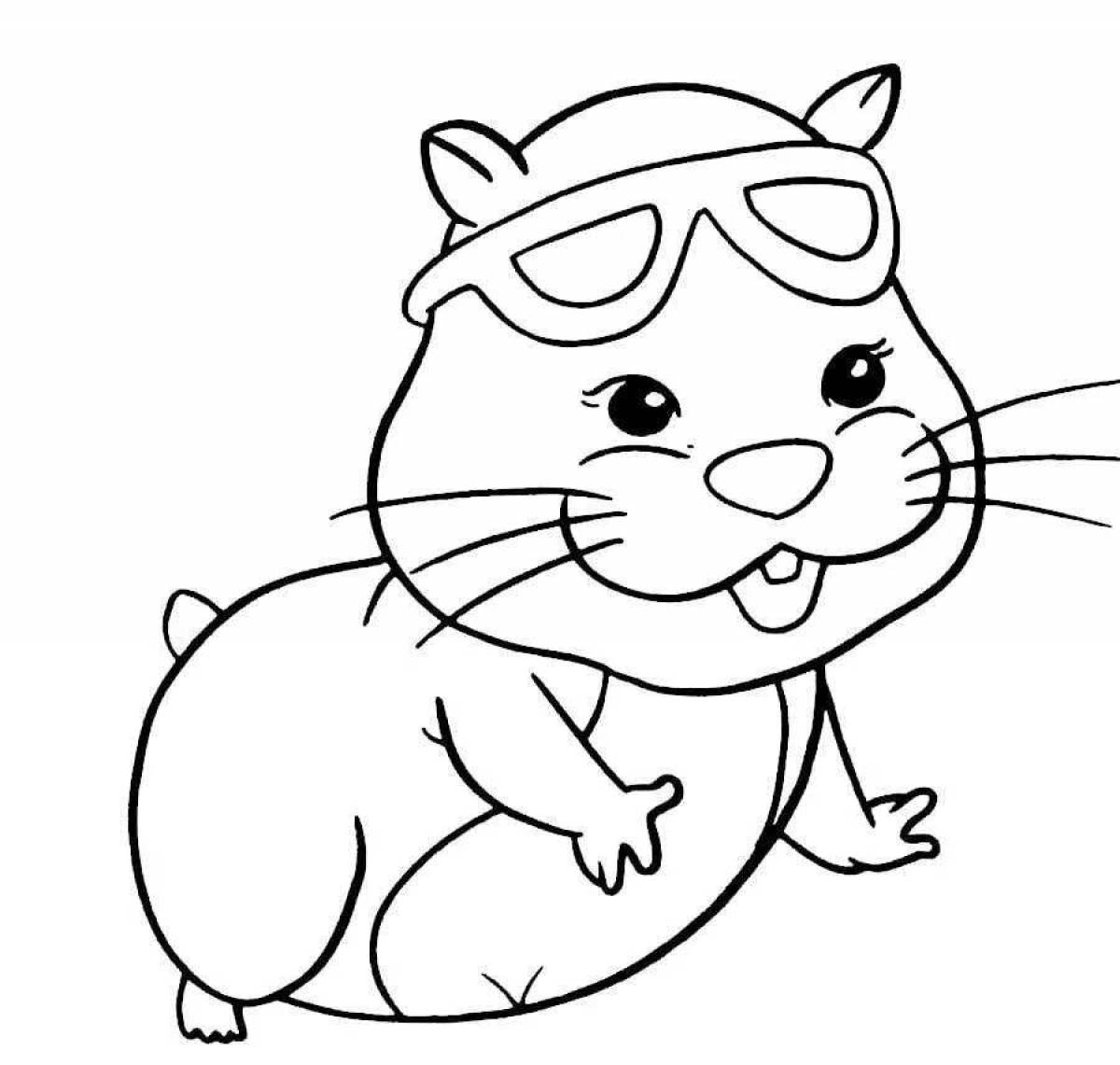 Coloring page of a sociable hamster