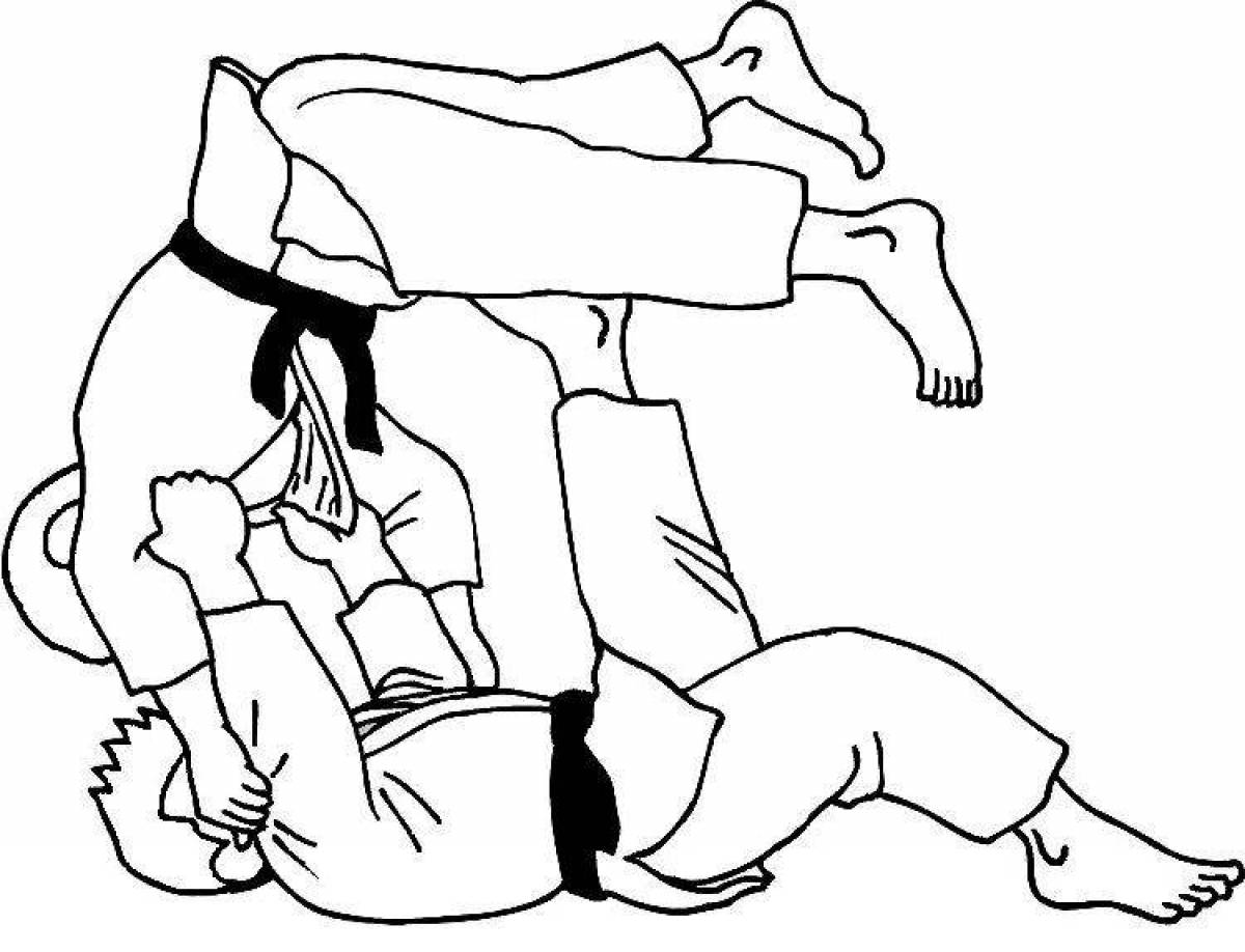 Playful judo coloring page