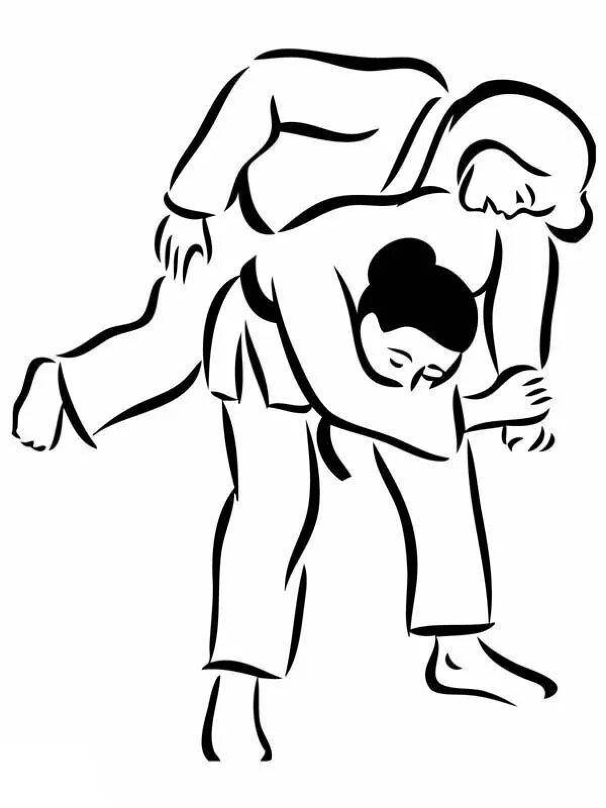 Animated judo coloring page