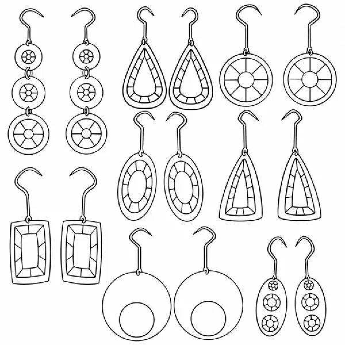 Coloring page shimmering earrings