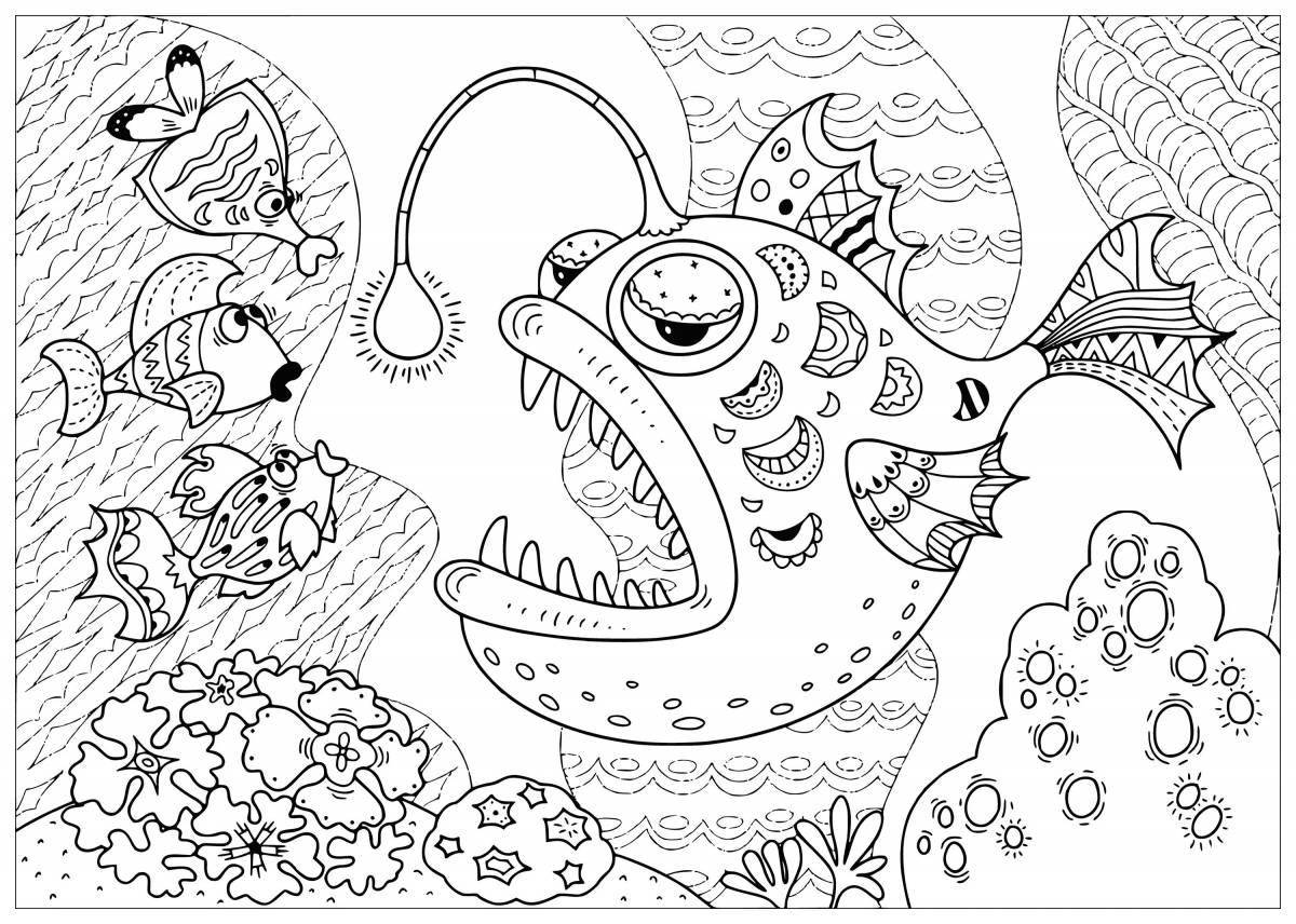 Glowing angler coloring page