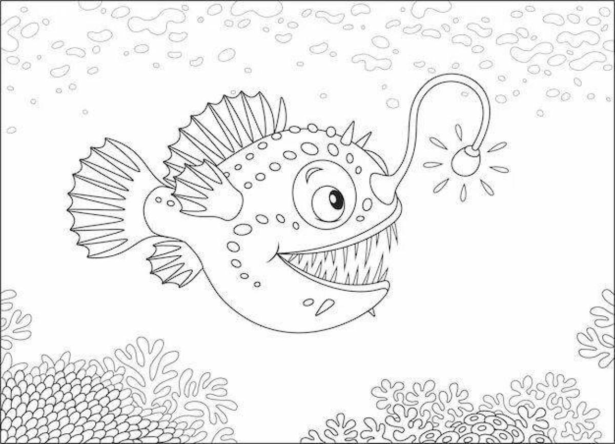 Восхитительная страница-раскраска рыболова