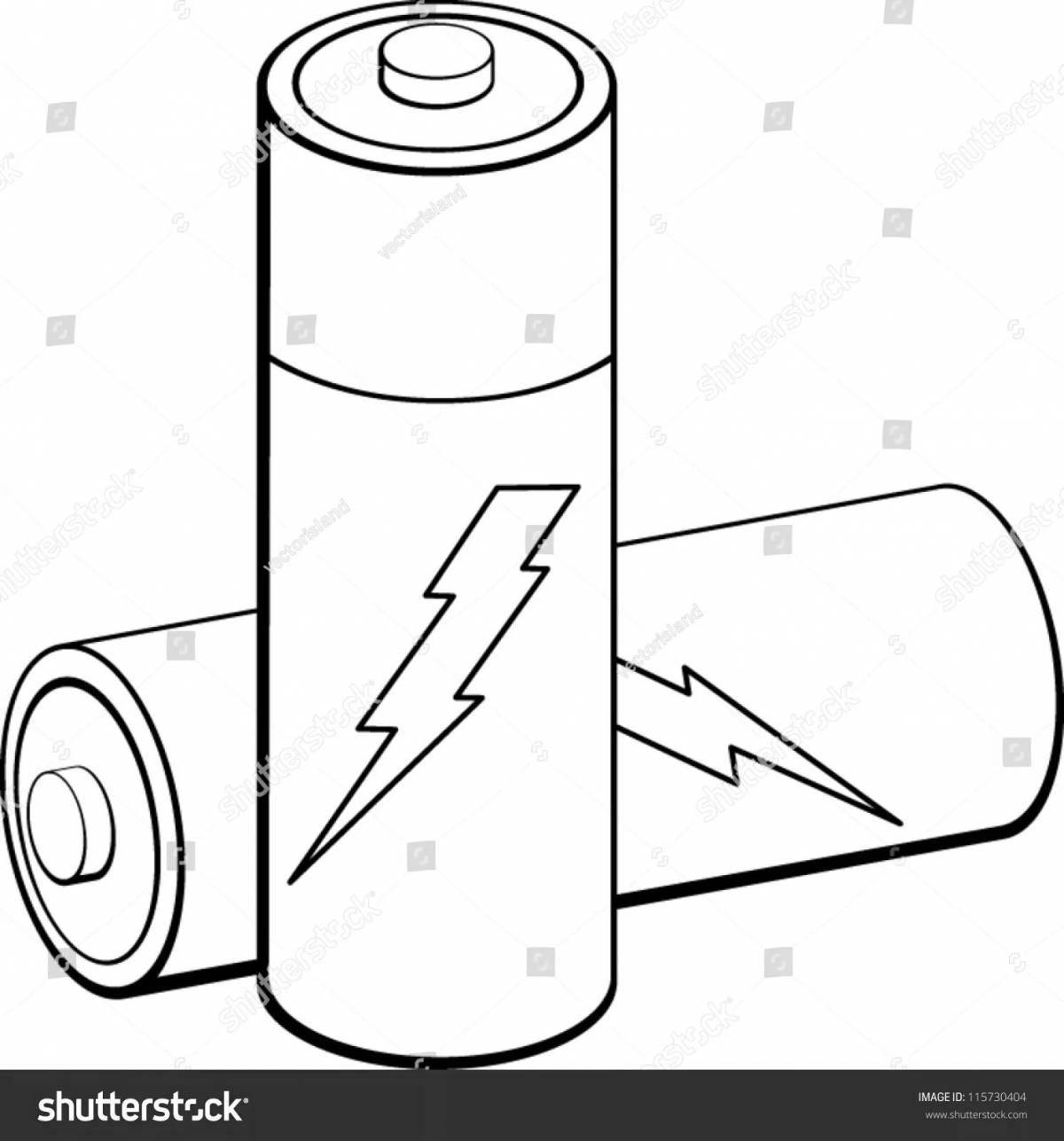 Happy battery coloring page