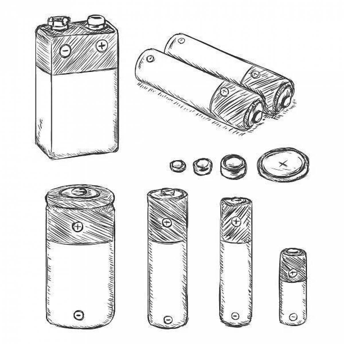 Tempting battery coloring page