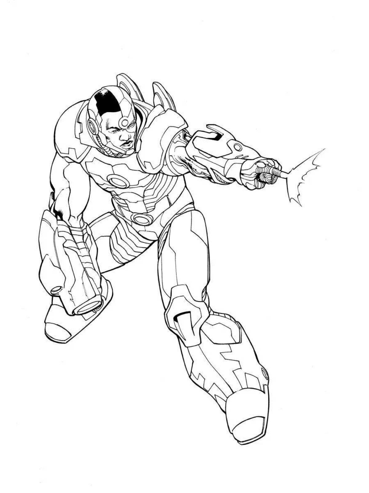 Colorful cyborg coloring page