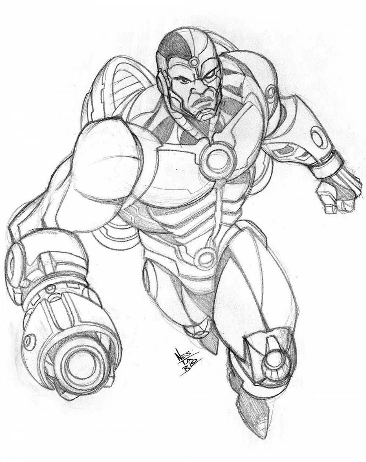 Charming cyborg coloring page
