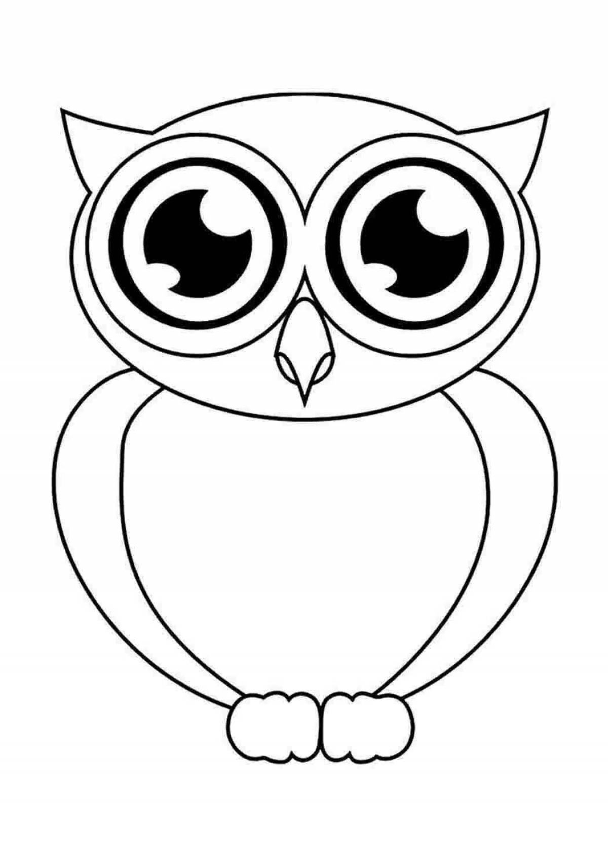 Charming coloring drawing of an owl