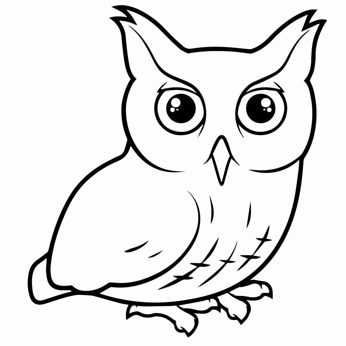 Beautiful coloring drawing of an owl