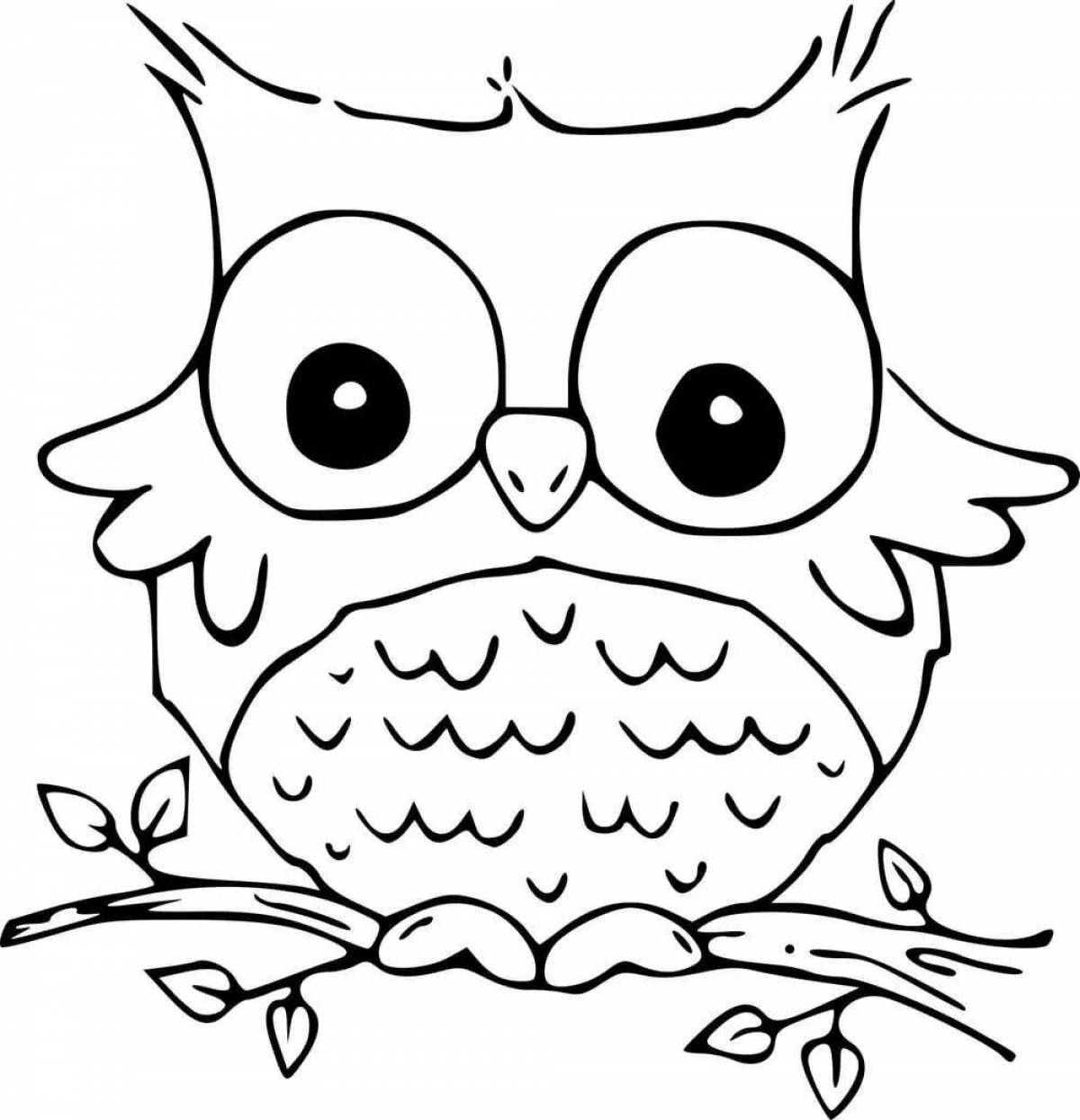 Live coloring drawing of an owl