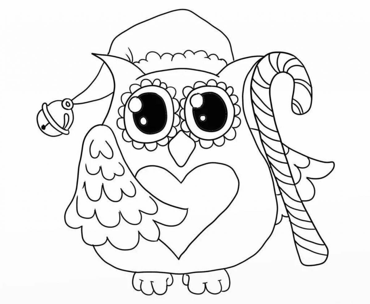 Innovative coloring drawing of an owl