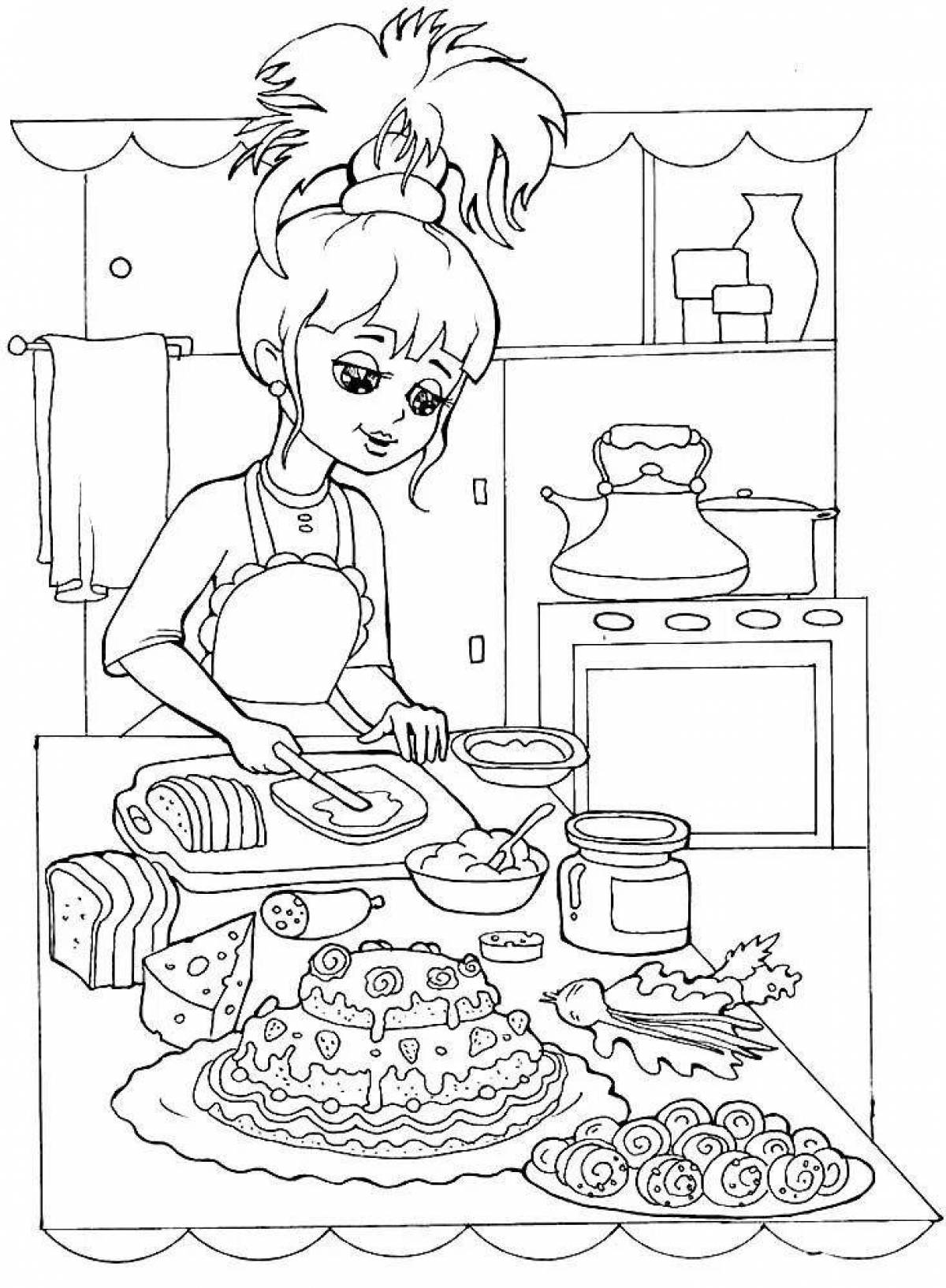 Wonderful magical kitchen coloring book