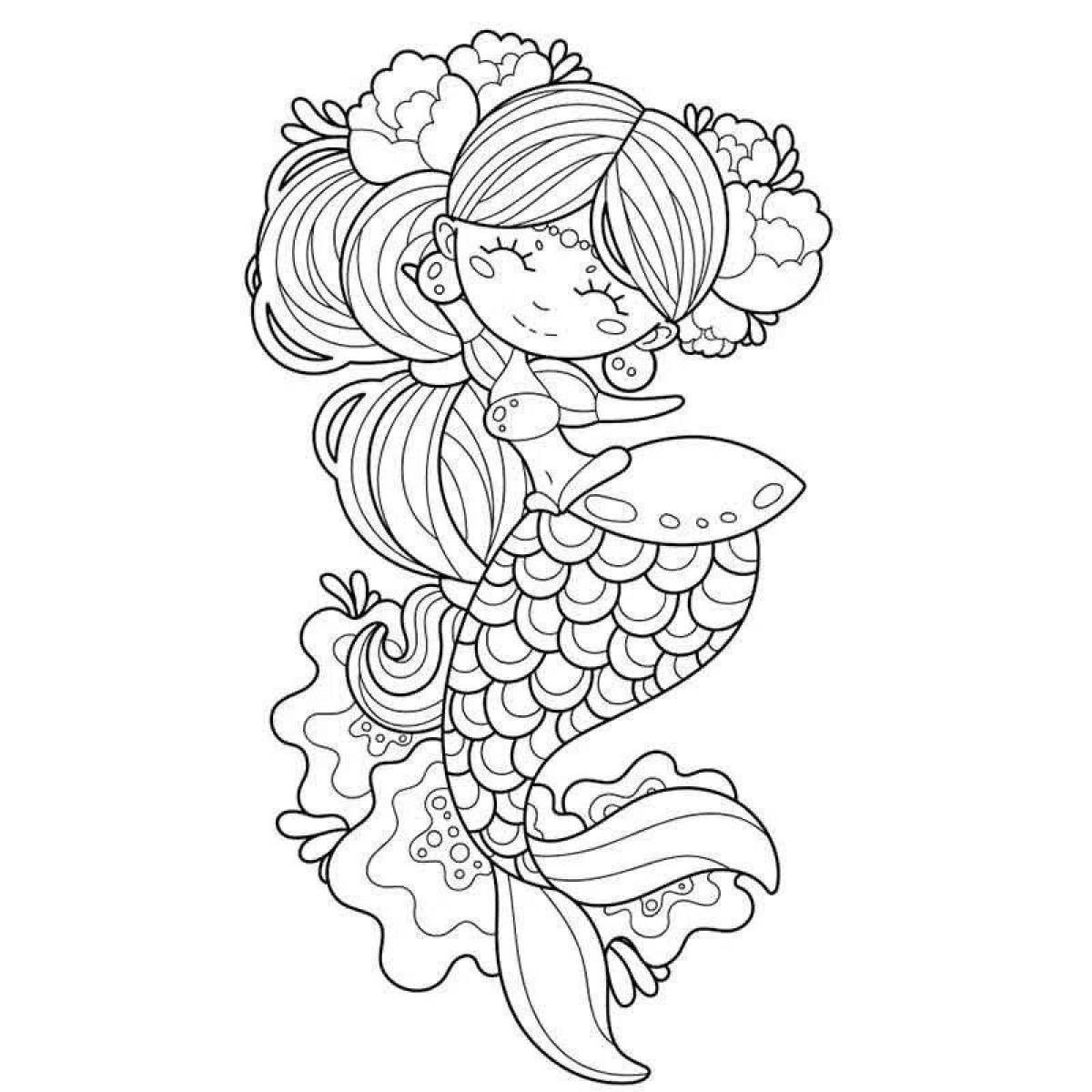 Great coloring cat mermaid