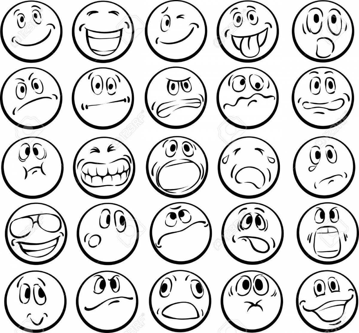 Coloring funny smileys, small