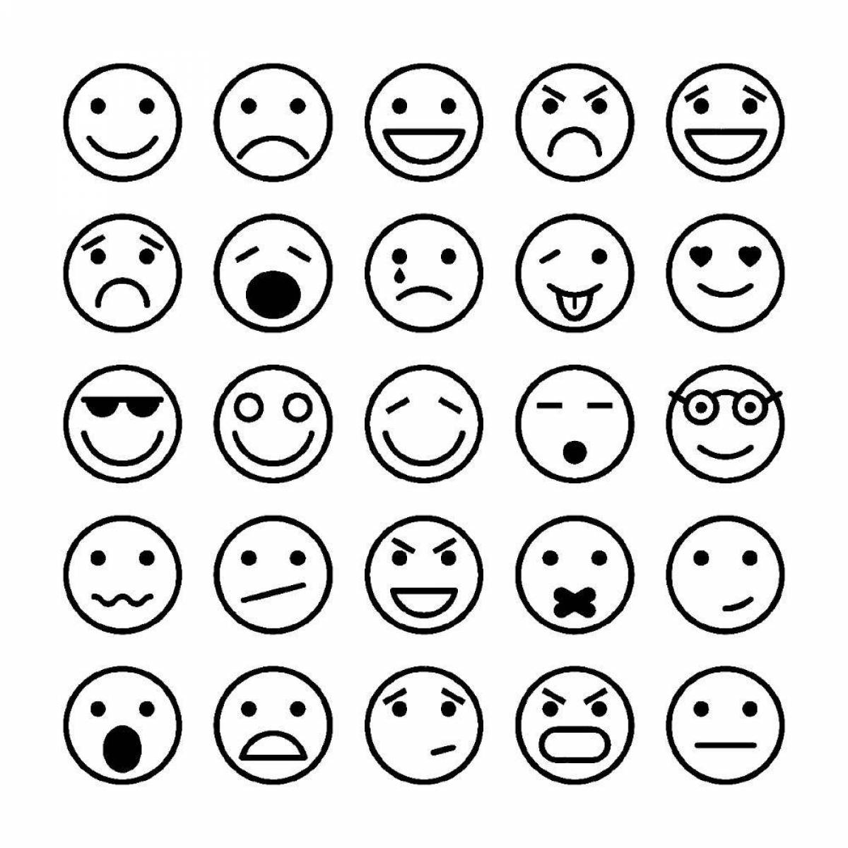 Fun coloring pages with smileys, small