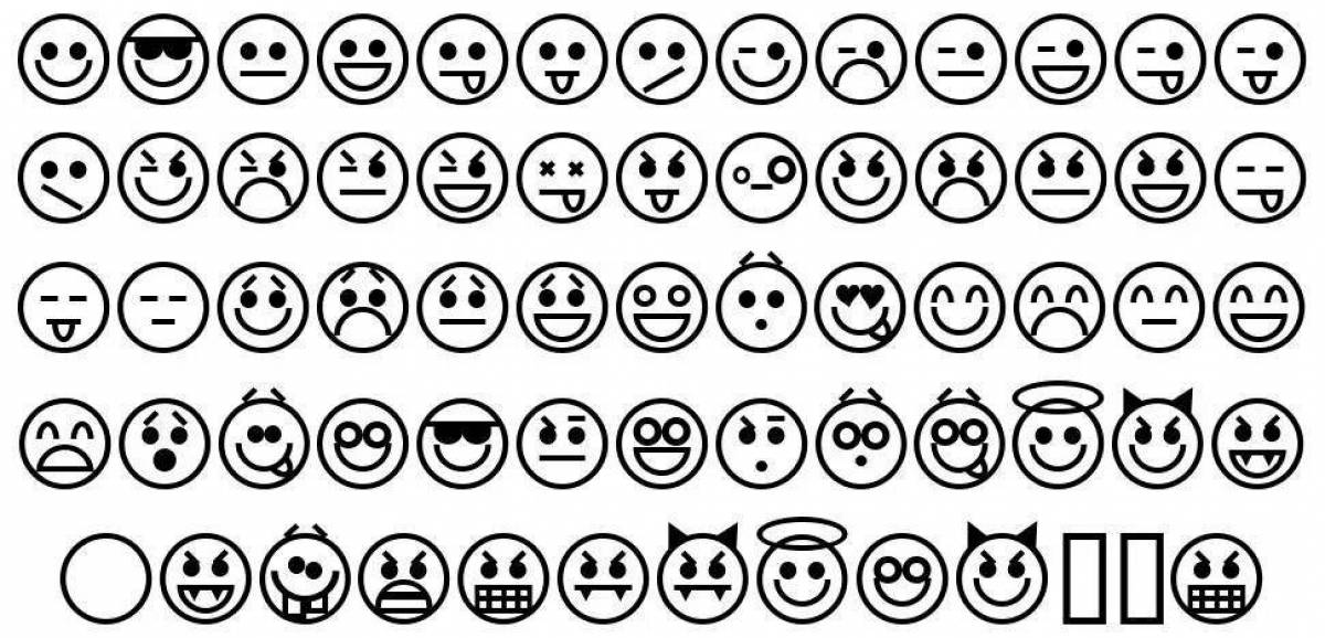 Little emoticon coloring pages thrilled