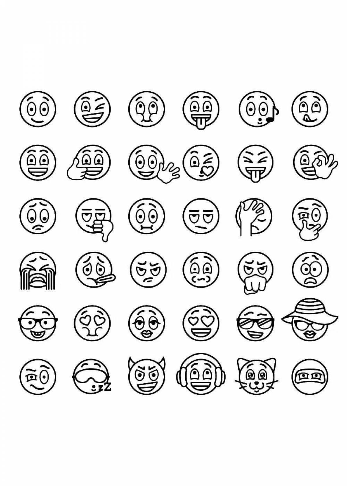 Attractive emoticon coloring pages, small