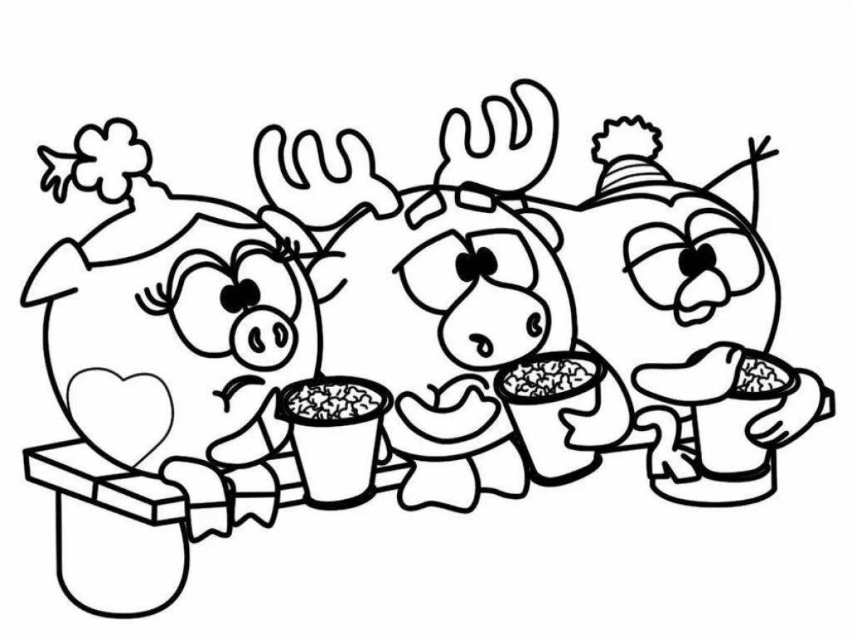 Happy coloring page смешарики лоси