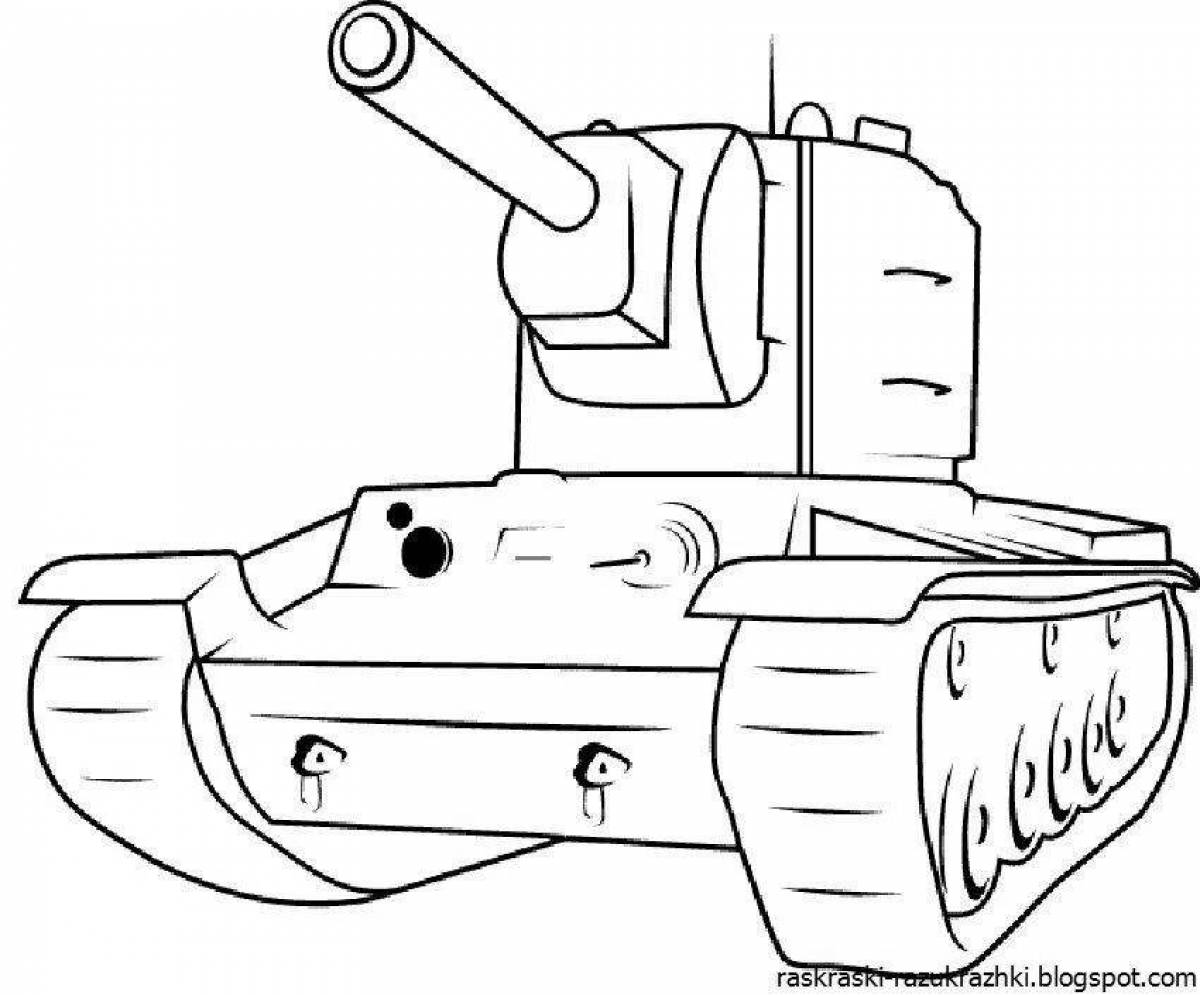 Раскраска украшенный танк кв2