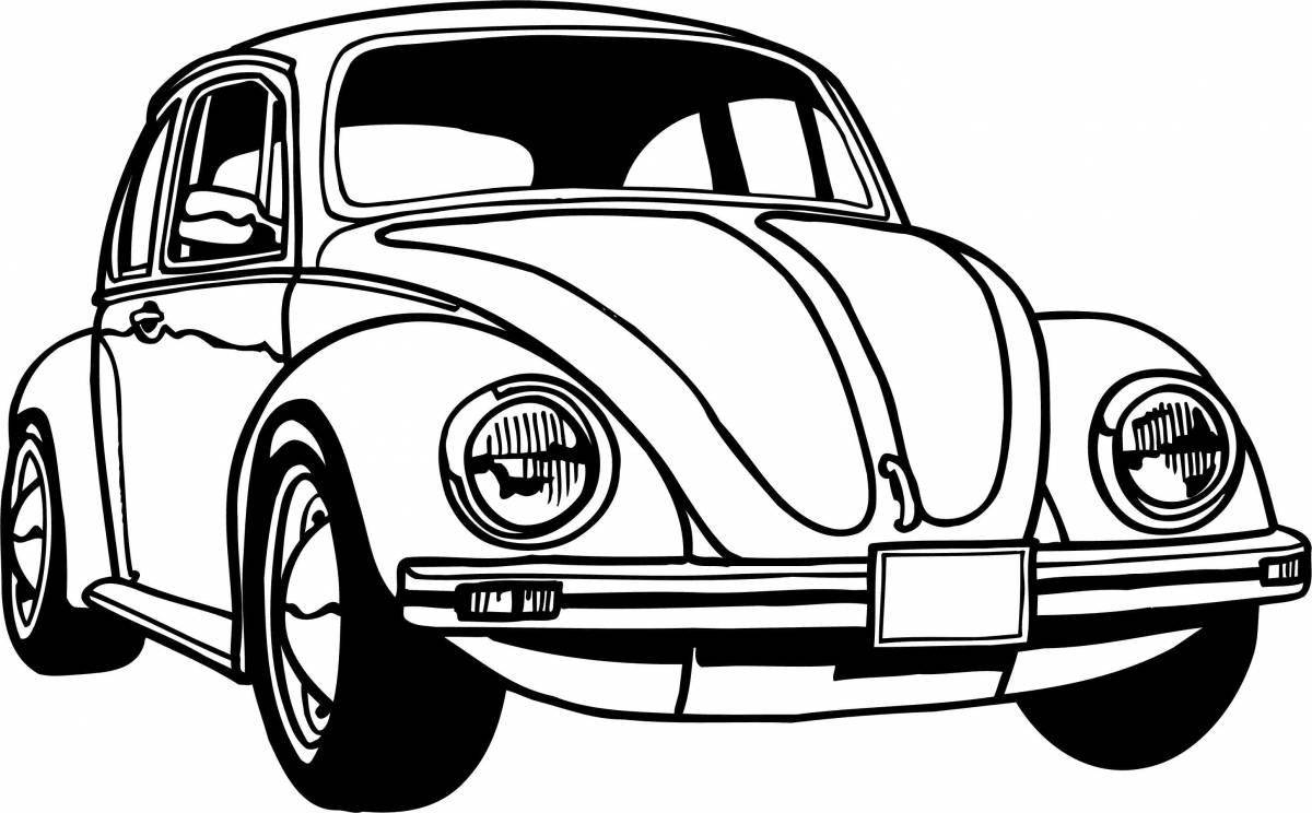 Красочная раскраска volkswagen beetle