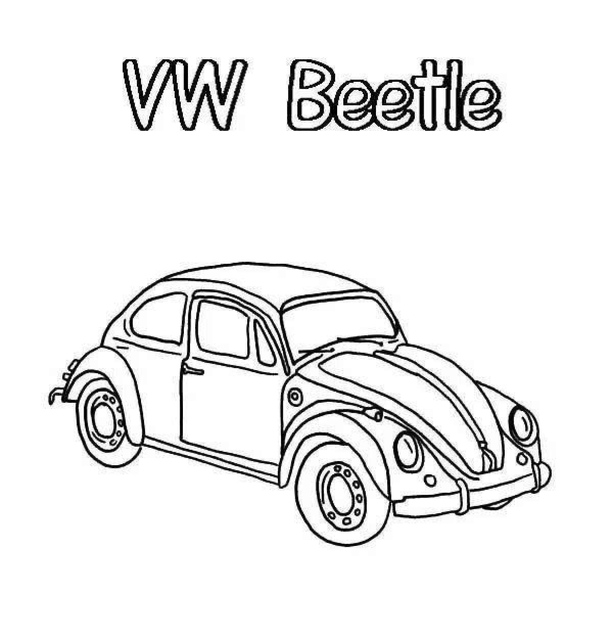 Яркая раскраска volkswagen beetle