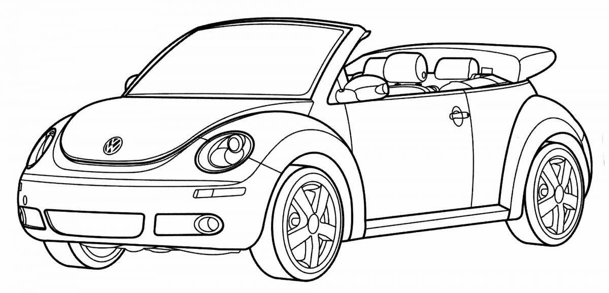 Раскраска веселый volkswagen beetle