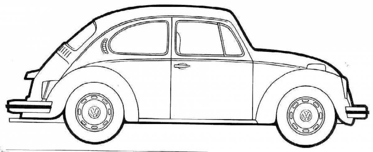 Радостный volkswagen beetle раскраска