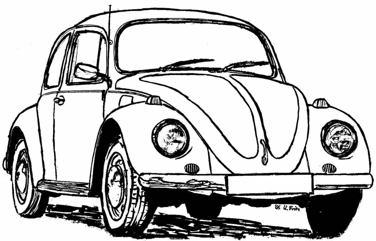 Игривая страница раскраски volkswagen beetle