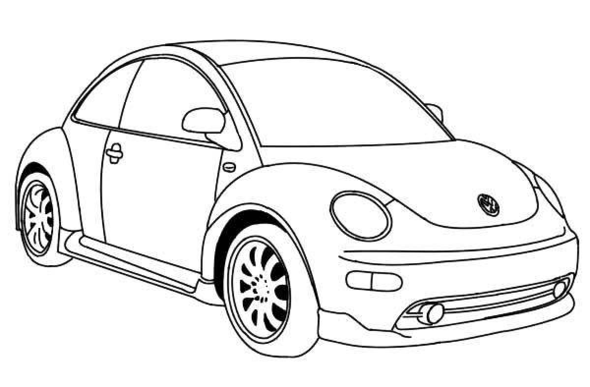 Веселая раскраска volkswagen beetle