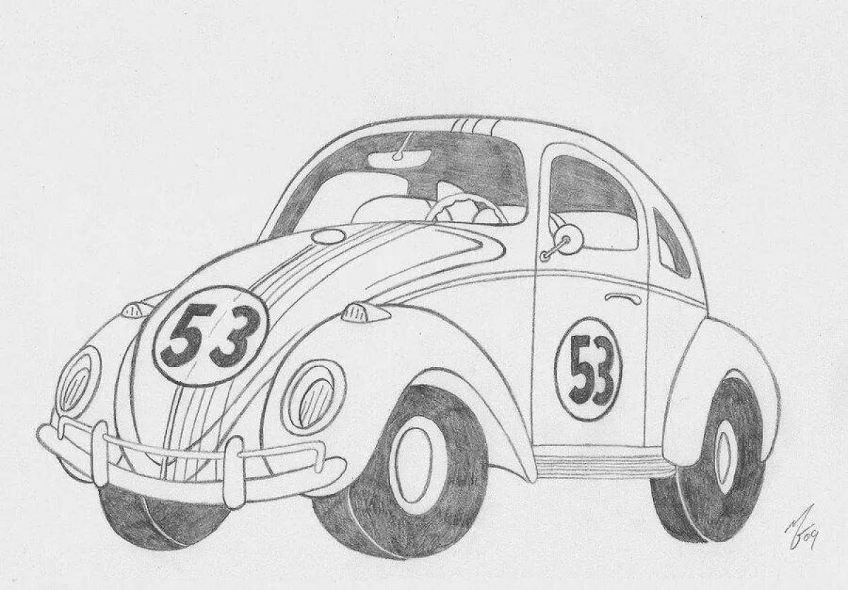 Забавная раскраска volkswagen beetle