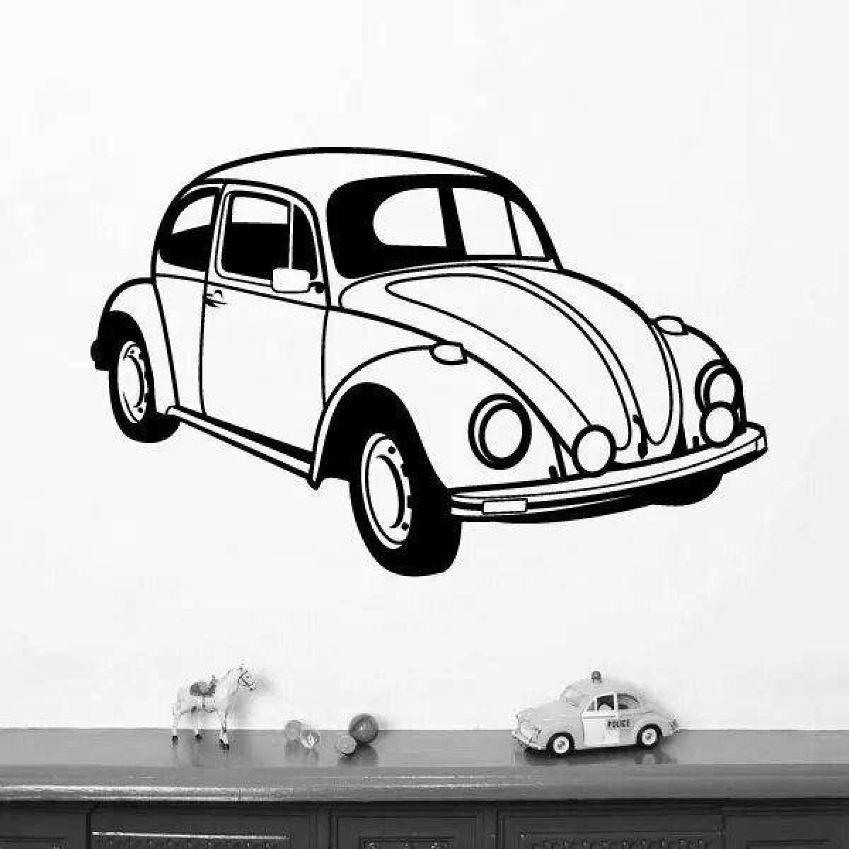 Funny coloring volkswagen beetle