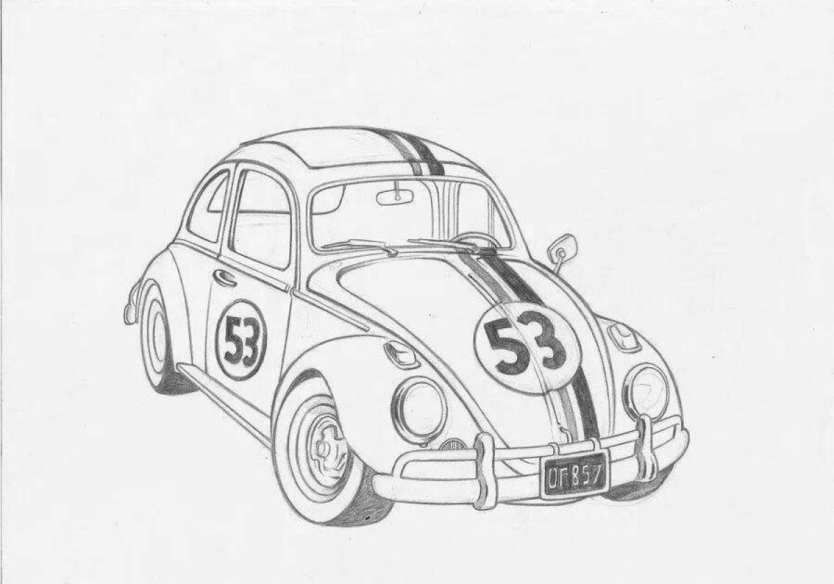 Humorous coloring volkswagen beetle