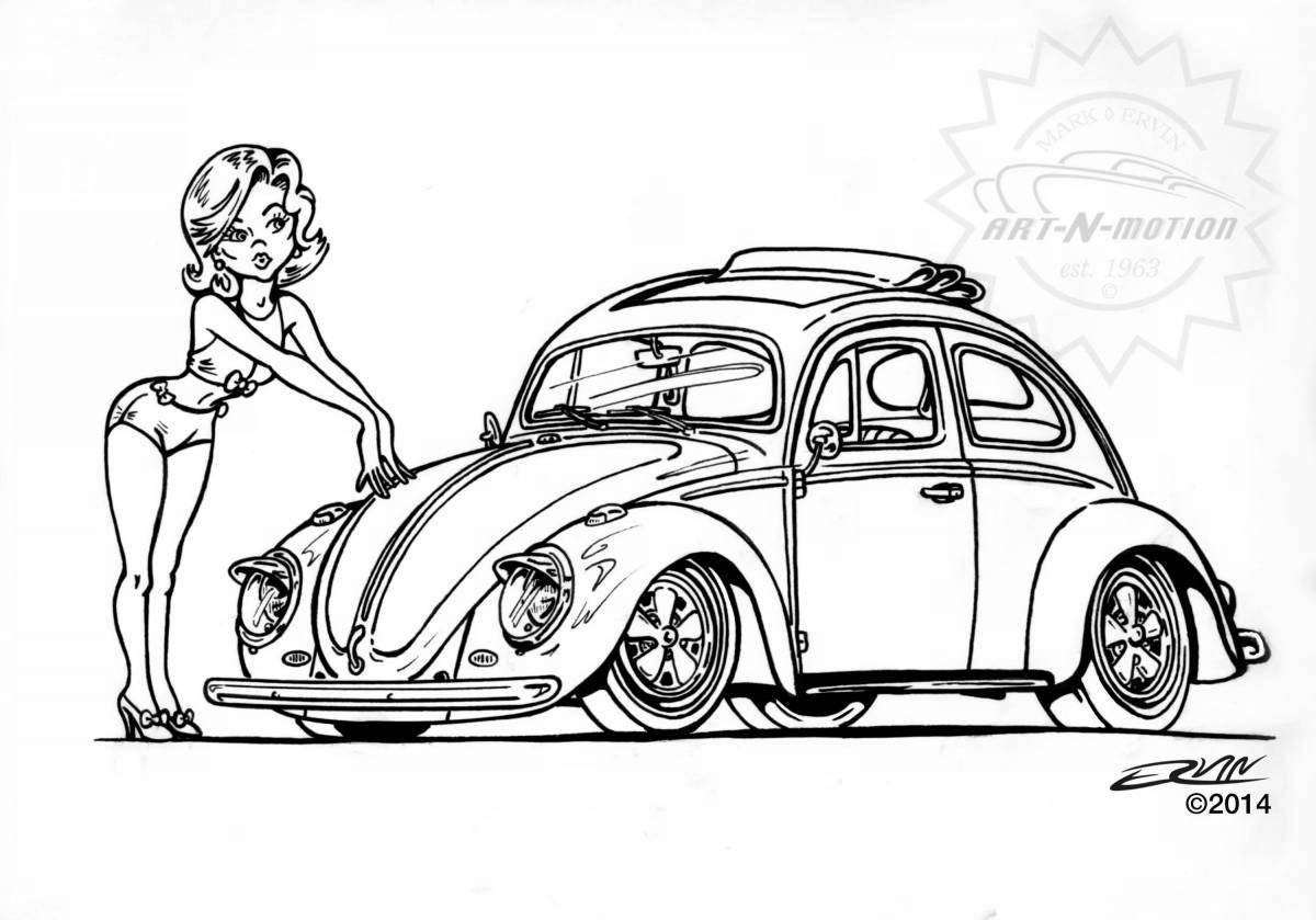 Раскраска эксцентричный volkswagen beetle