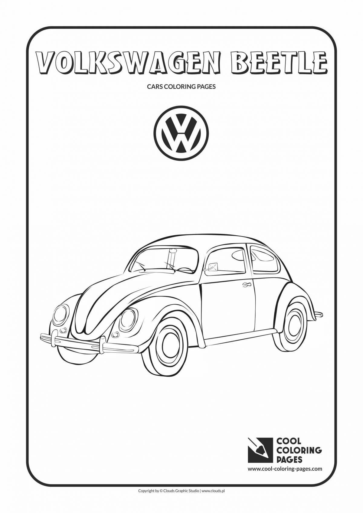 Coloring book zany volkswagen beetle