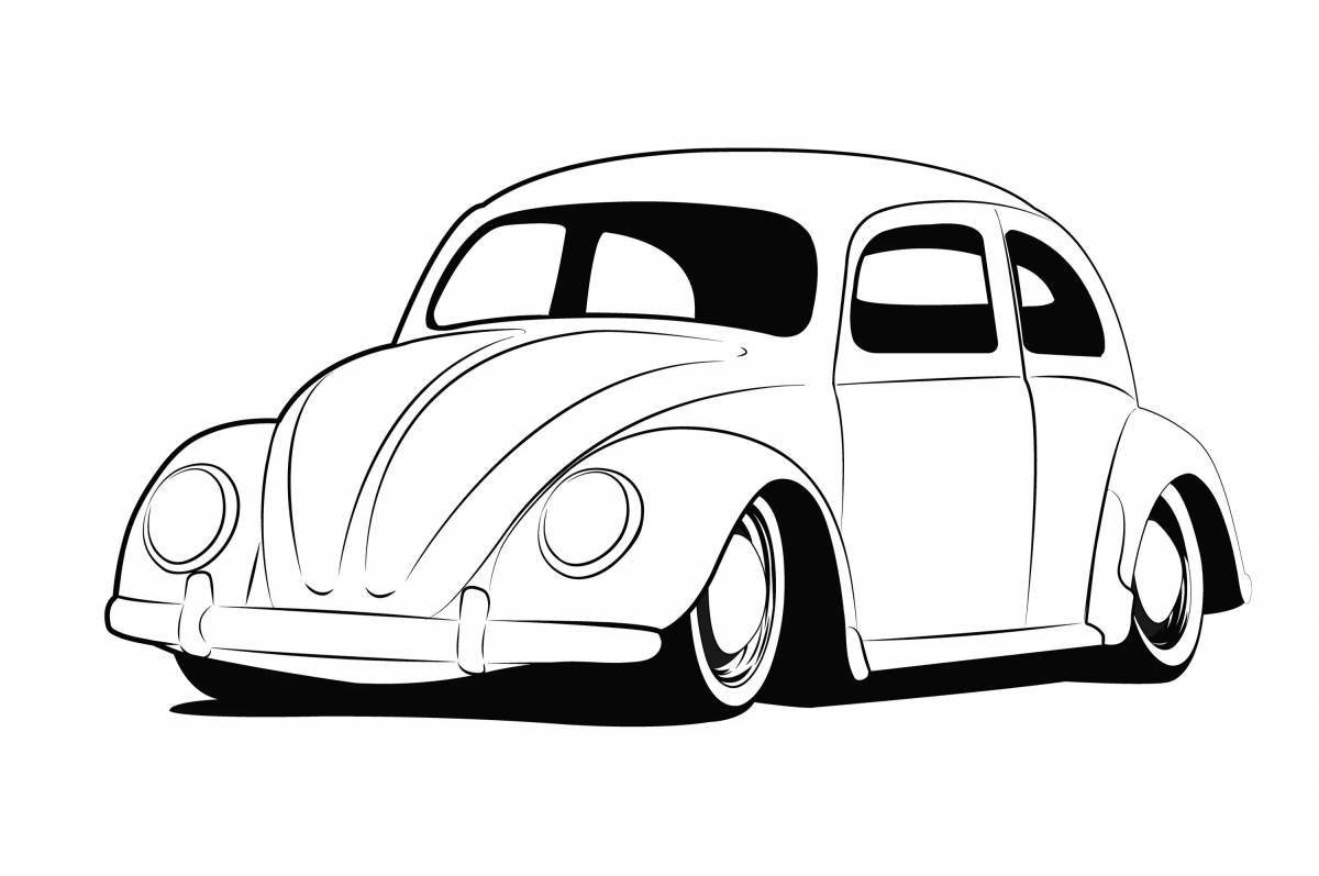 Outlandish volkswagen beetle coloring page