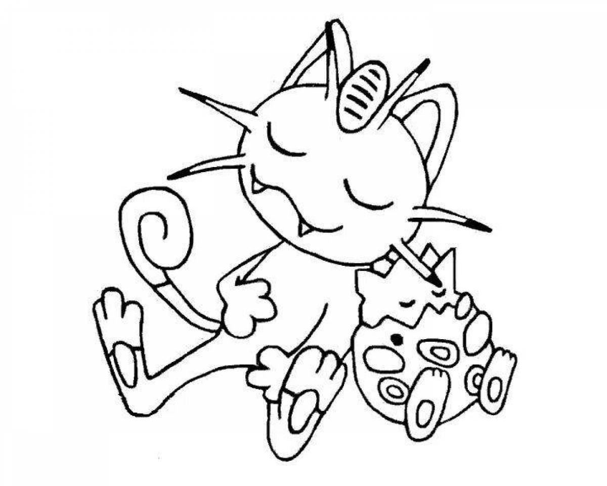 Joyful coloring pokemon meowth