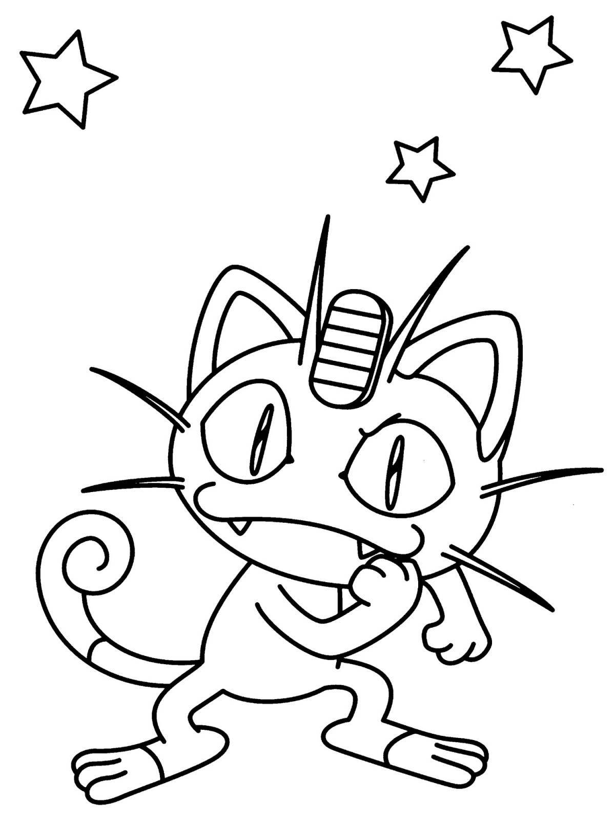 Funny coloring pokemon meowth