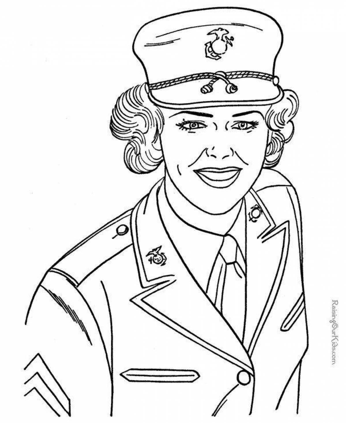 Powerful military drawing coloring page