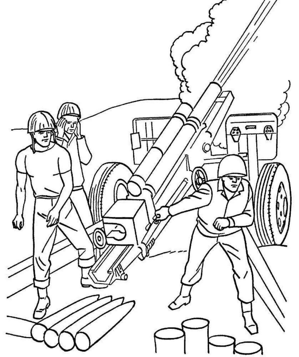 Large military drawing coloring page