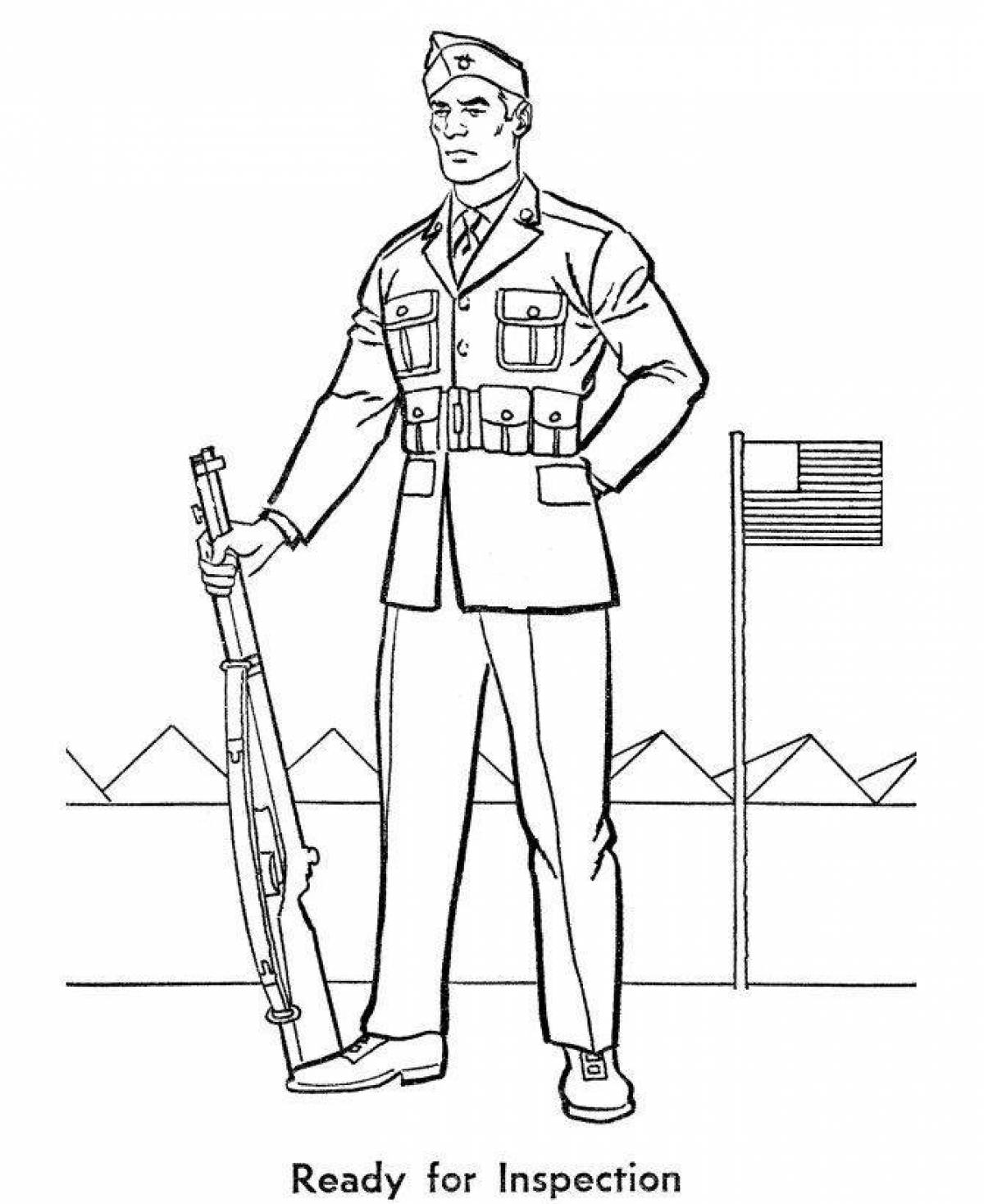 Great military drawing coloring page
