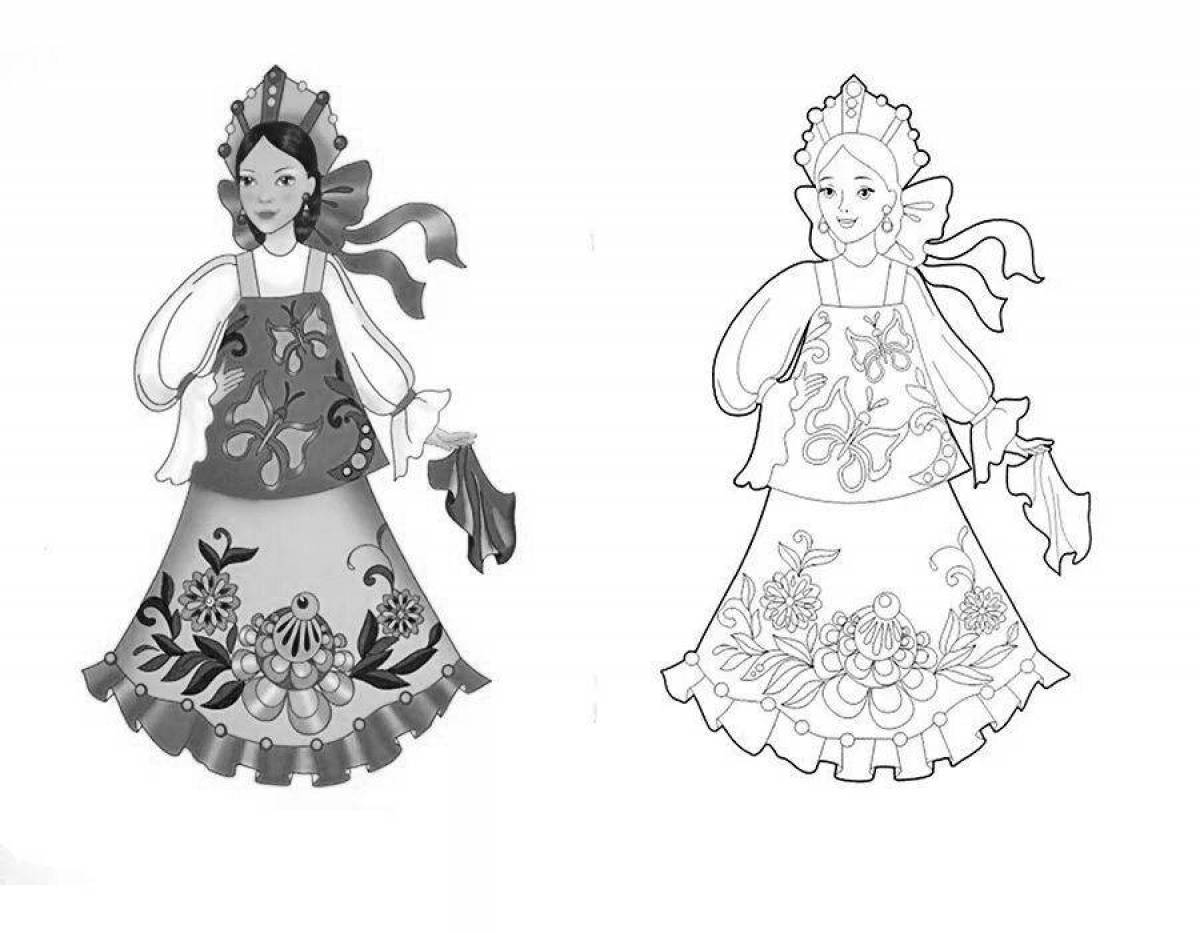 Coloring fairytale toy gorodets