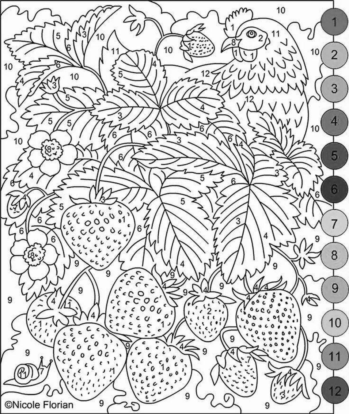 Colorful fun paint by numbers coloring book