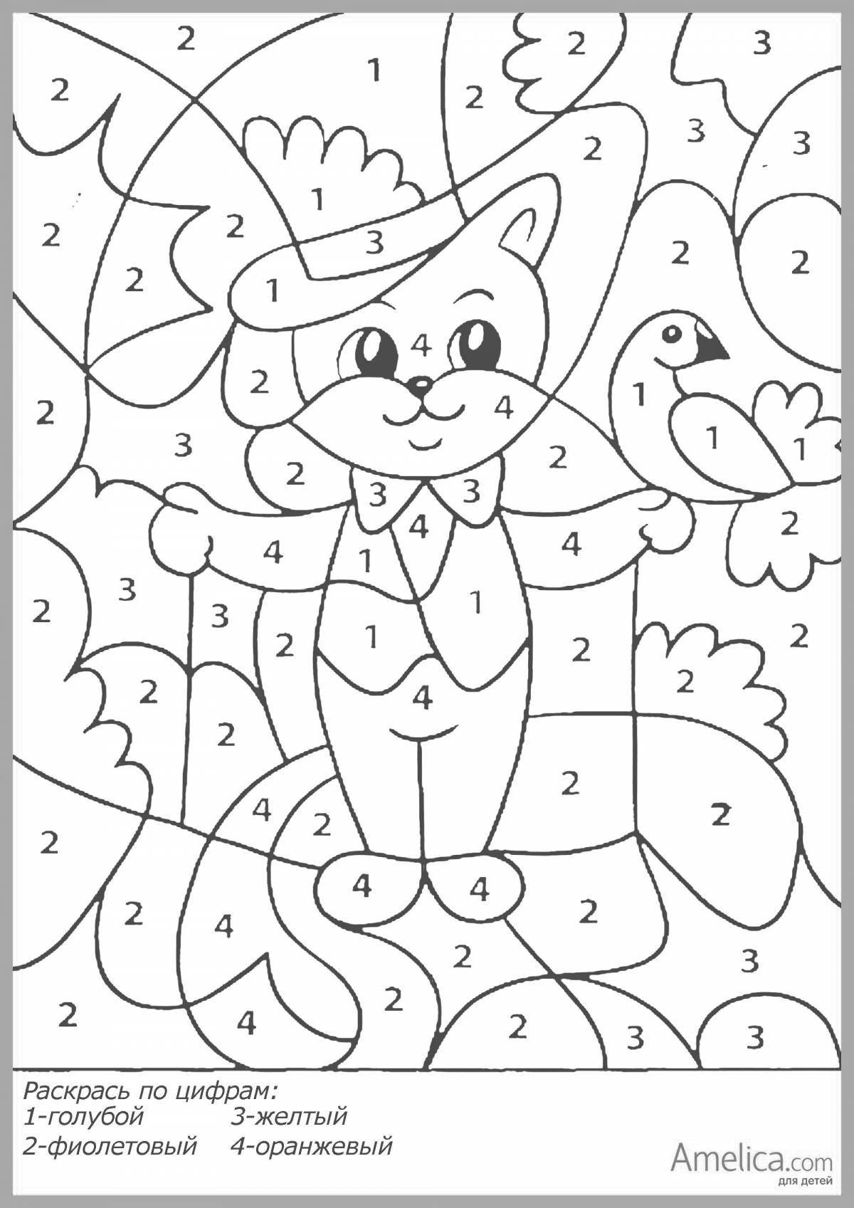 Colorful Luminous Paint by Number Coloring Page