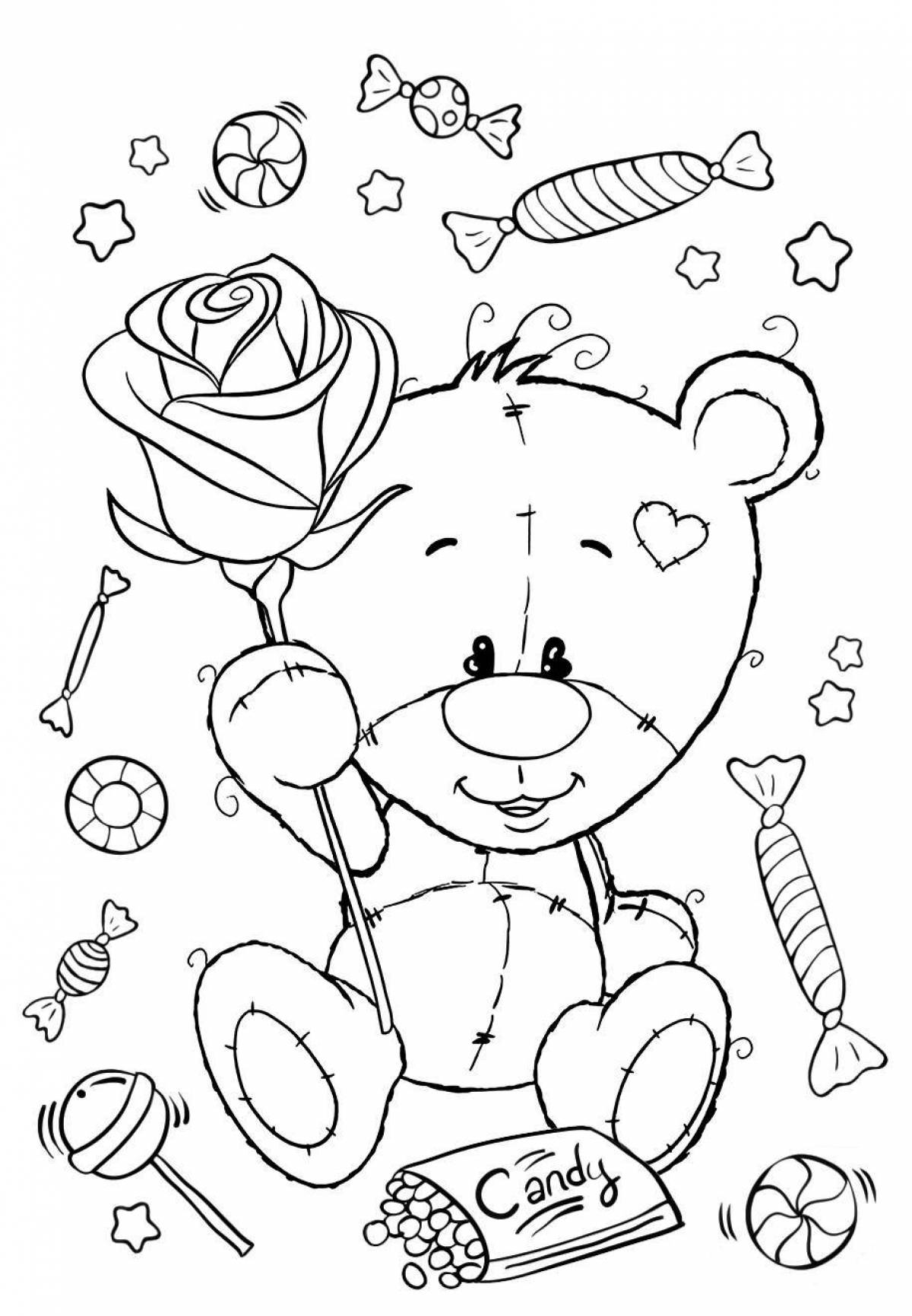 Sweet bear coloring book for girls