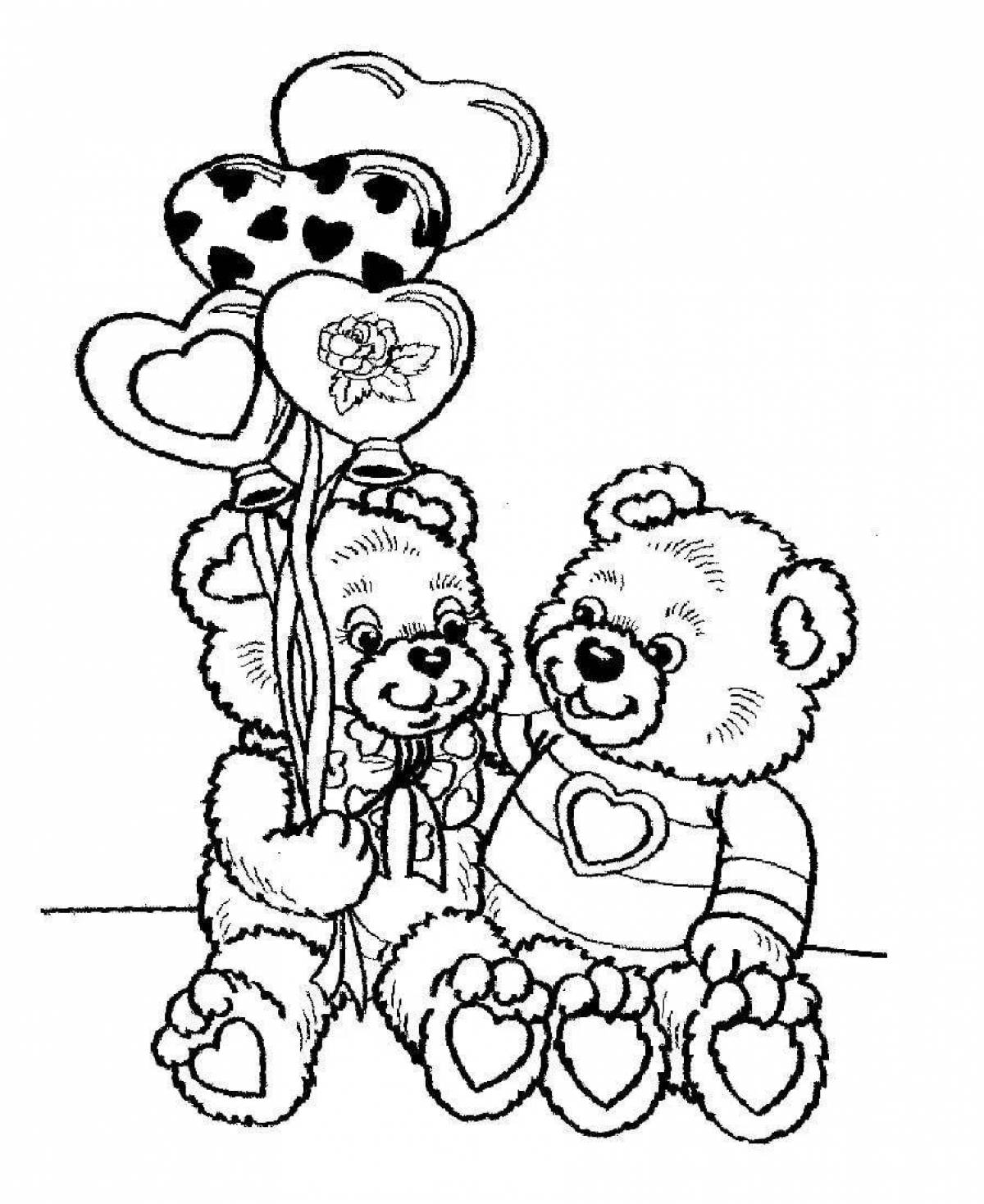 Whimsical coloring book for bear girls