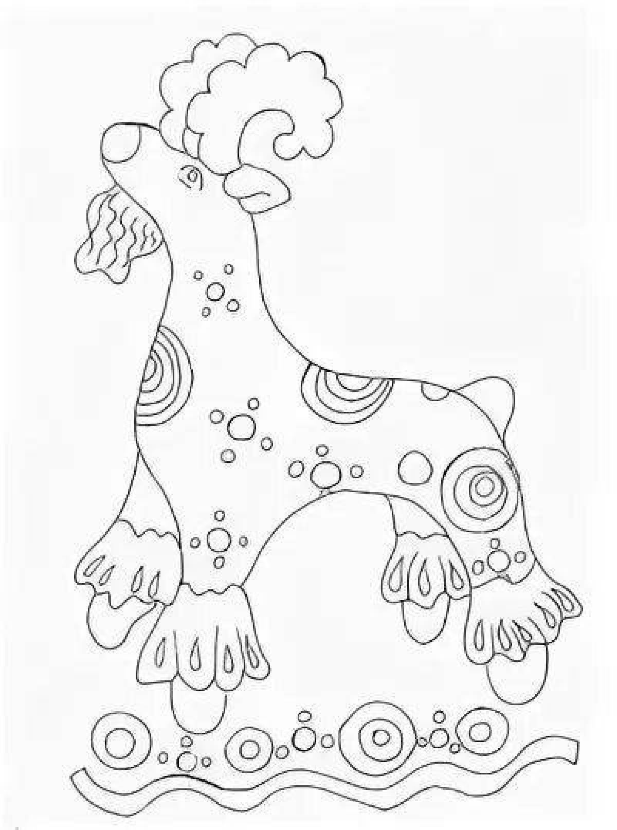 Дымковский козлик раскраска для малышей